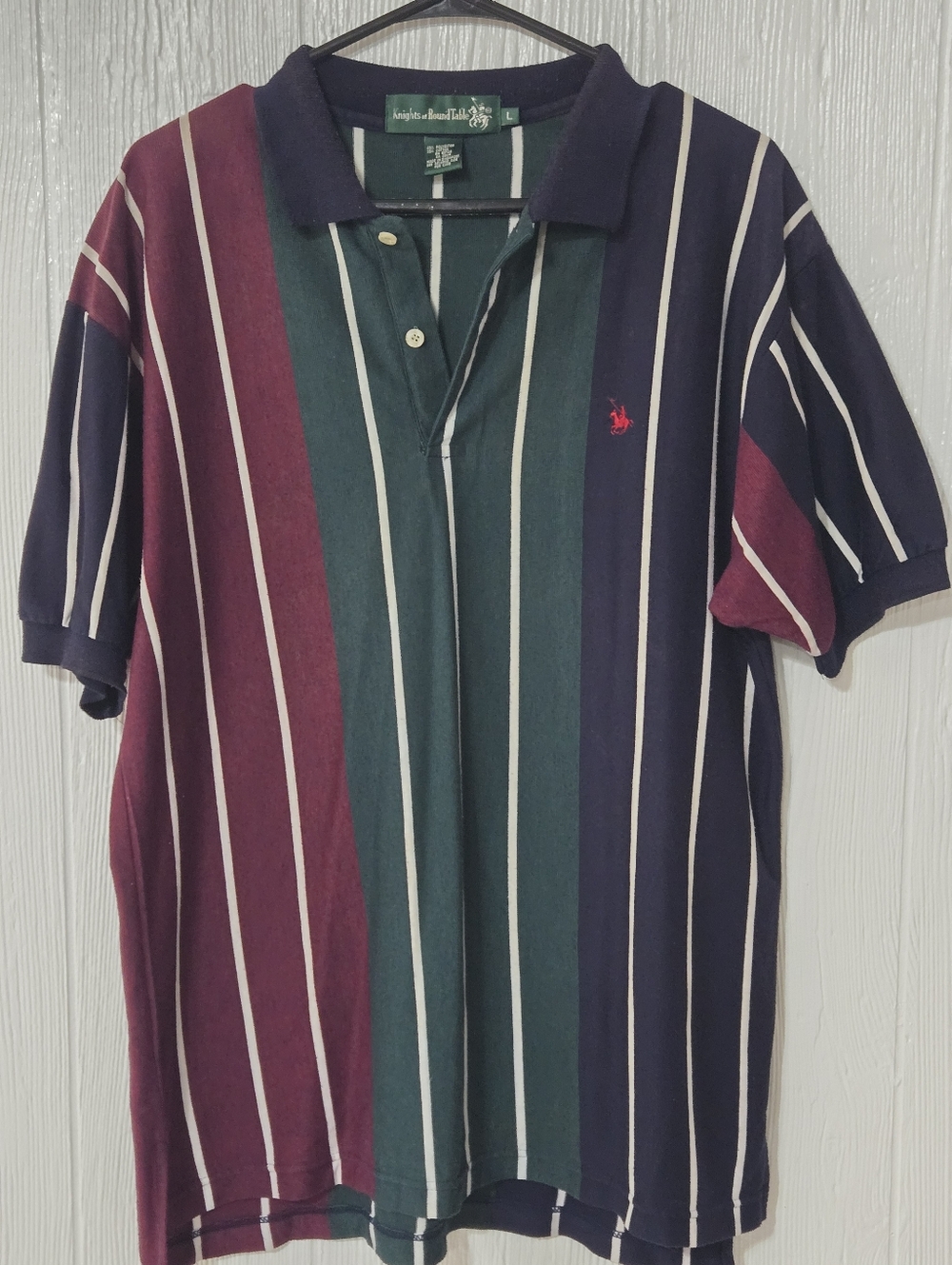 Knights Of The Round Table VTG 90s Striped Polo Men L